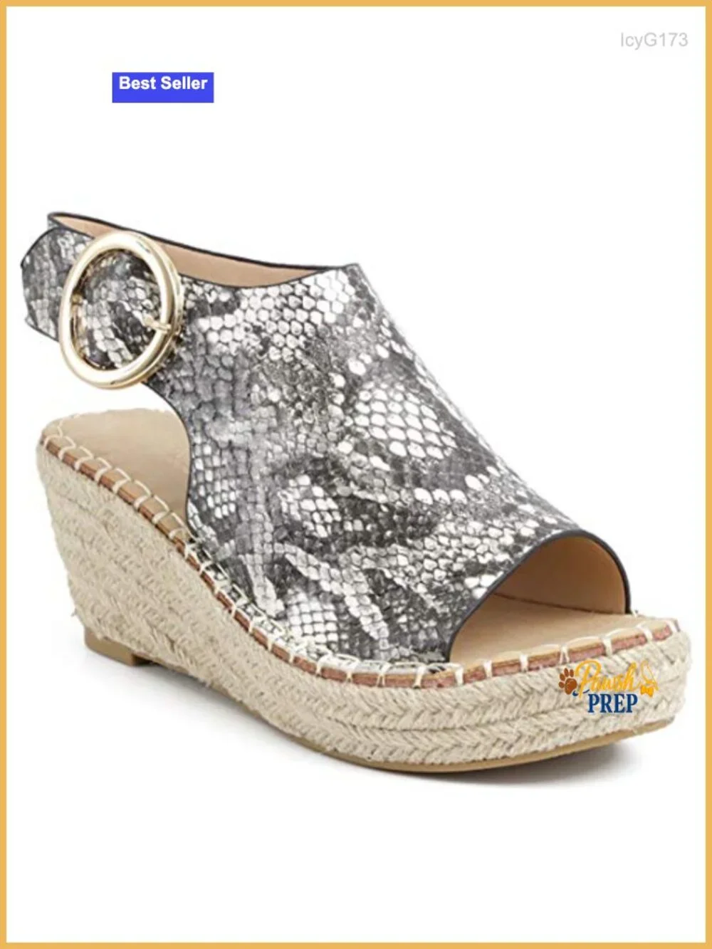 Espadrille Wedge Sandal with Peep Toe and Buckle